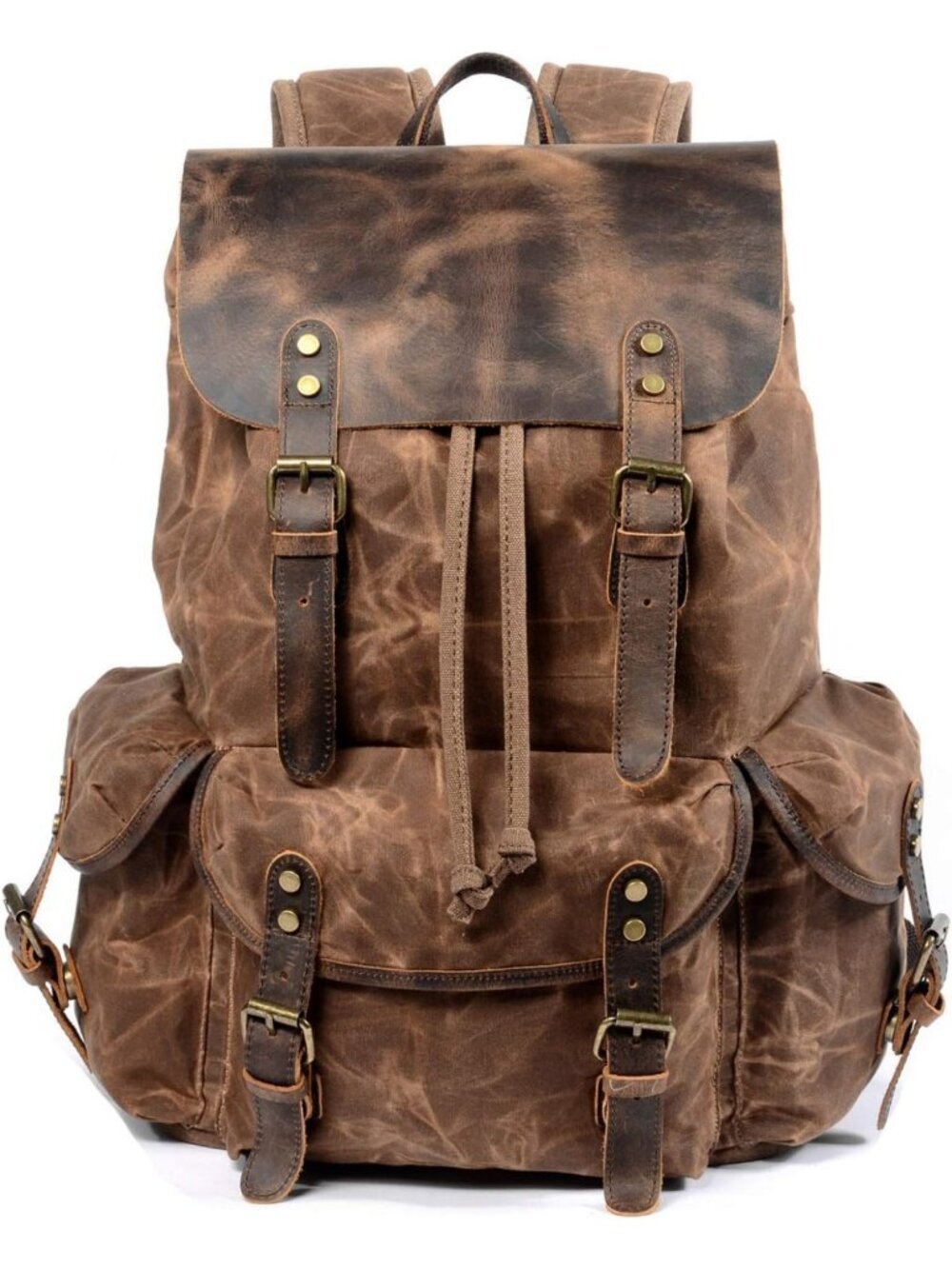 Stylish Leather & Waxed Canvas Backpack for Men | Travel Rucksack & Shoulder Bag